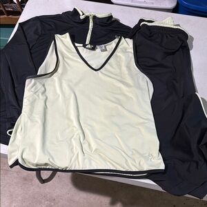 Athletech Black and light green Activewear 3- piece Set